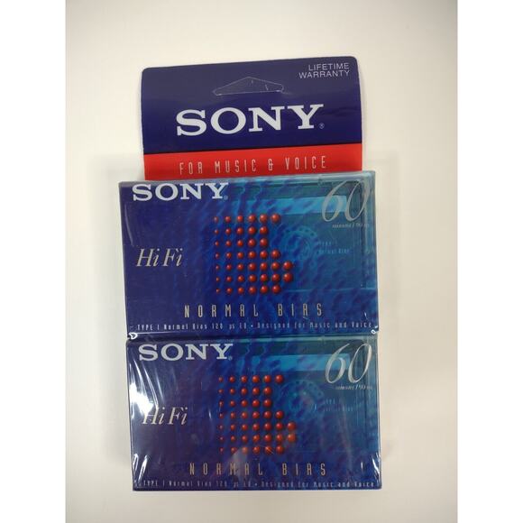 NEW 2 PACK - Sony Hi Fi Type I Normal Bias Blank Cassette Tape 60 Minutes - Picture 2 of 6